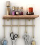 Hanah Home Estante de Pared de Madera Maciza Dorado y Marrón
